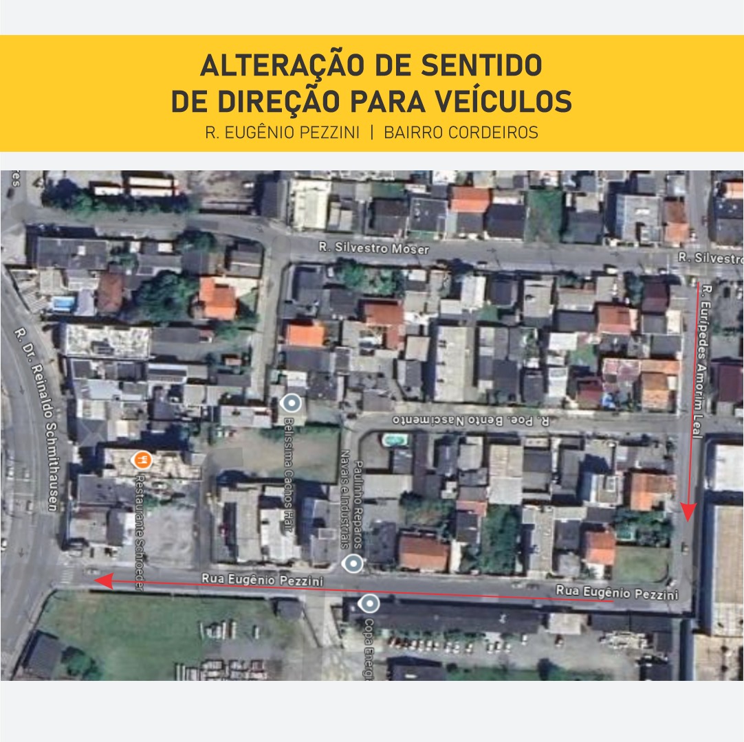 Rua Eugênio Pezzini terá sentido alterado a partir desta quarta-feira (23)