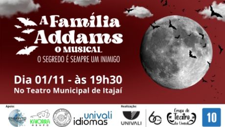 Teatro Municipal sedia o espetáculo A Família Addams quinta (31) e sexta-feira (01)